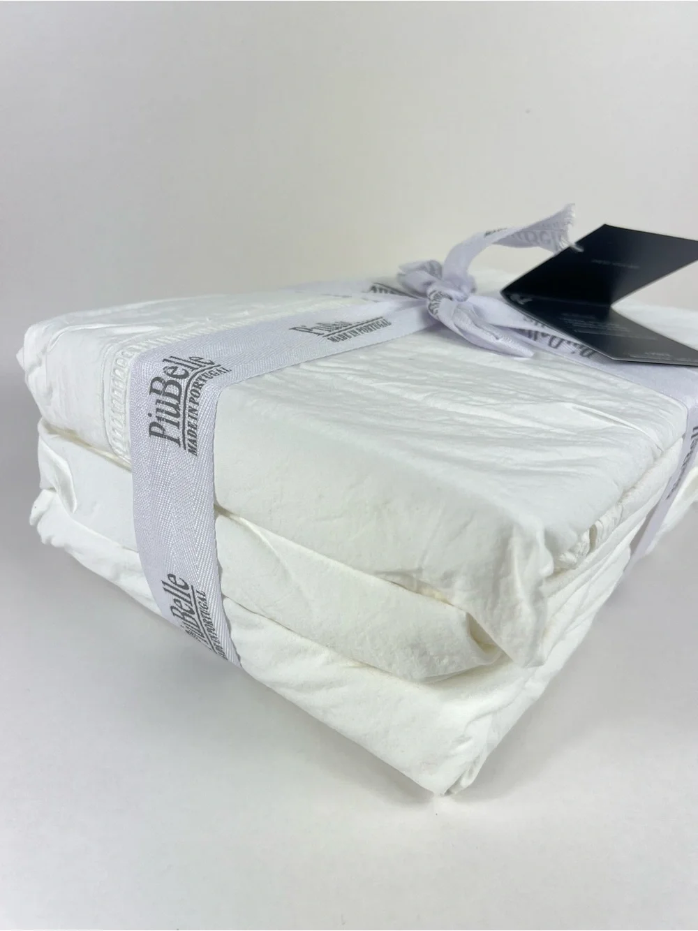 PiuBelle White Queen Sheet Set Fine Linens Soft 100% Cotton Portugal 4 Pc NEW